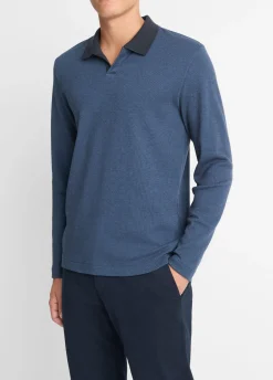 Bicolor Rib Cotton-Blend Johnny-Collar Shirt