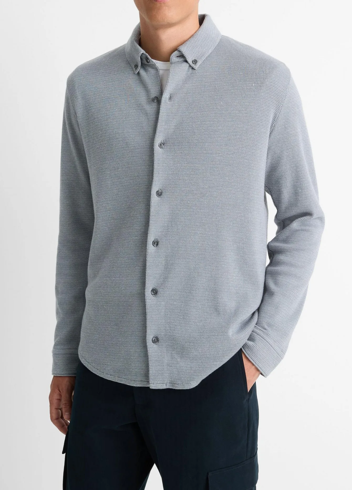 Birdseye Pima Cotton Button-Down Shirt