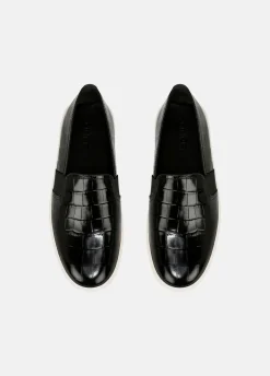 Blair Croc-Embossed Leather Sneaker