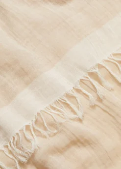 Border-Stripe Cotton Scarf