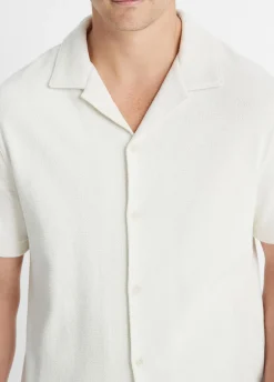 Bouclé Short-Sleeve Button-Front Shirt