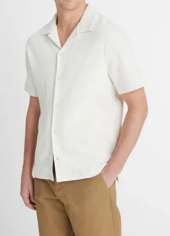 Bouclé Short-Sleeve Button-Front Shirt