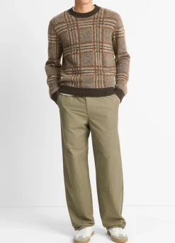 Brushed Glen Plaid Crew Neck Sweater