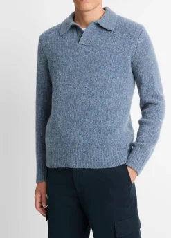 Cashmere Donegal Johnny-Collar Sweater