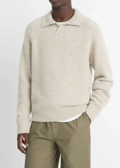Cashmere Donegal Johnny-Collar Sweater