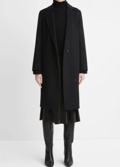 Classic Wool-Blend Straight Coat