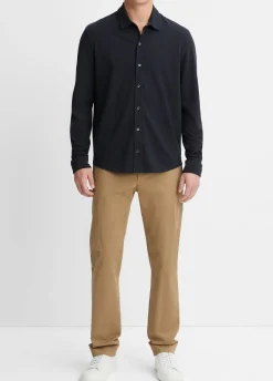 Cotton Piqué Button-Front Shirt