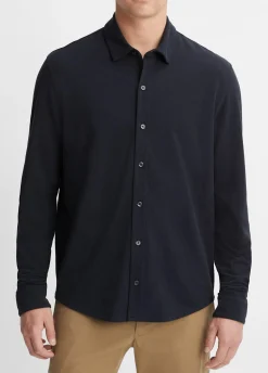 Cotton Piqué Button-Front Shirt