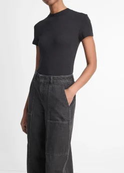 Cotton-Blend Cap-Sleeve T-Shirt
