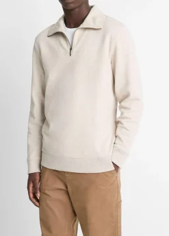 Cotton-Blend Mock Neck Quarter-Zip Pullover