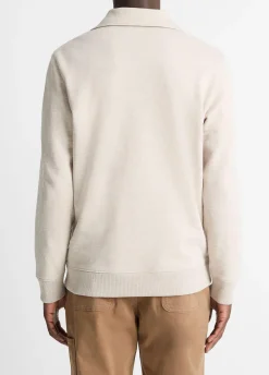 Cotton-Blend Mock Neck Quarter-Zip Pullover