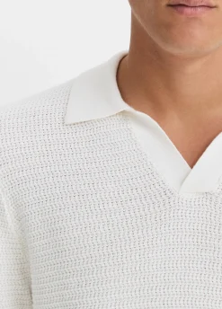 Craftsman-Rib Cotton-Cashmere Johnny-Collar Sweater
