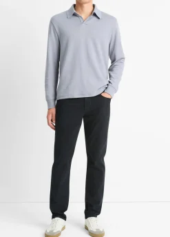 Double-Face Cotton-Blend Long-Sleeve Polo Shirt