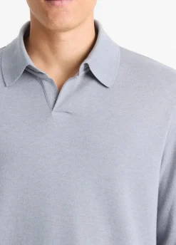 Double-Face Cotton-Blend Long-Sleeve Polo Shirt