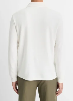 Double-Face Cotton-Blend Long-Sleeve Polo Shirt