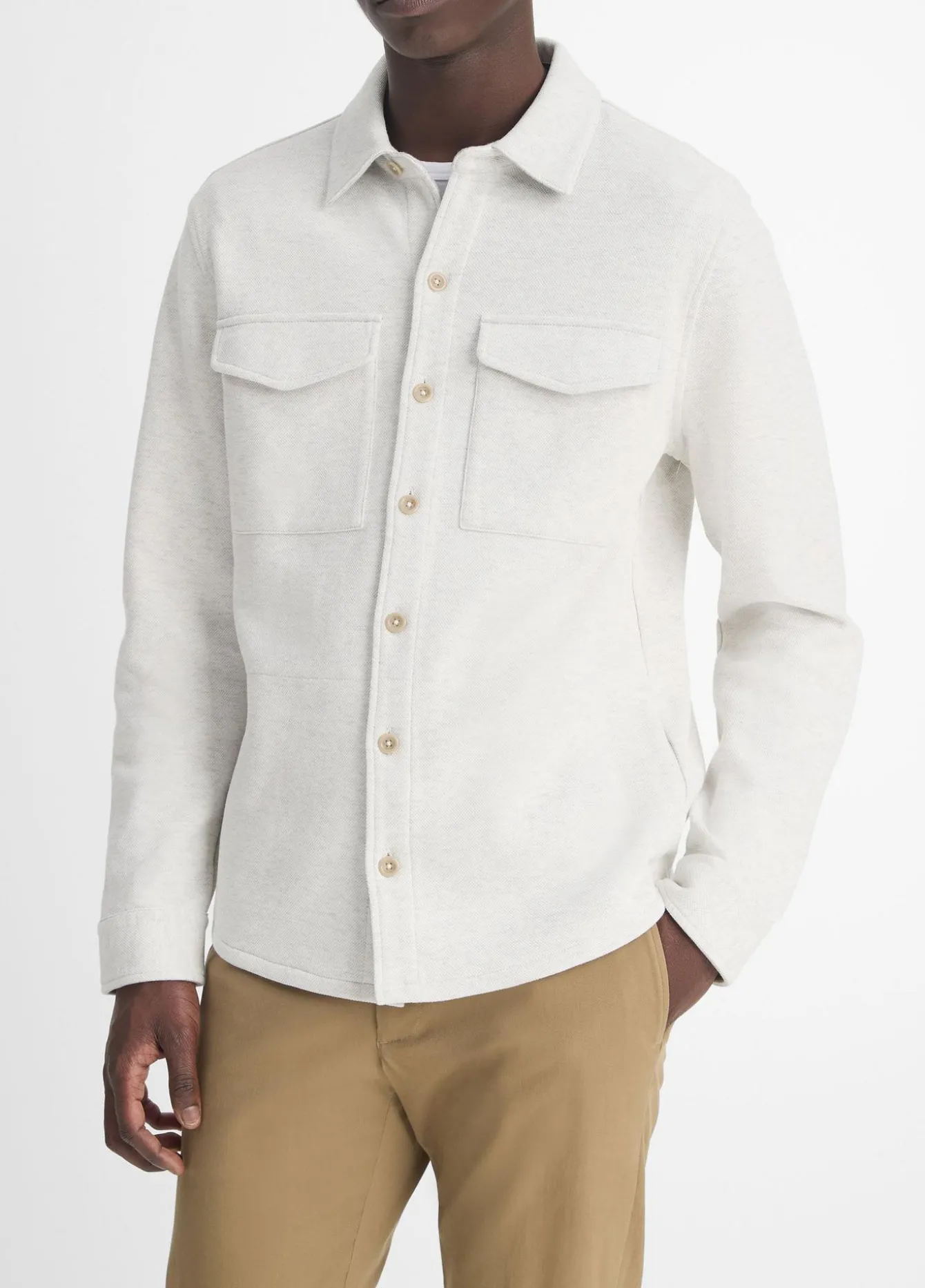 Double-Knit Cotton-Blend Piqué Shirt Jacket