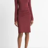 Draped Long-Sleeve Short Dress