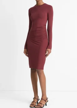 Draped Long-Sleeve Short Dress