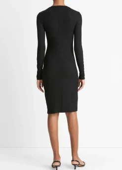 Draped Long-Sleeve Short Dress