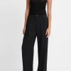 Drop-Waist Pleated Crepe Trouser