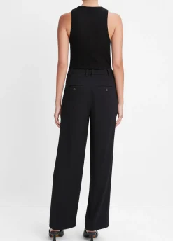 Drop-Waist Pleated Crepe Trouser
