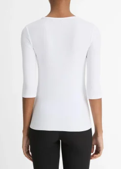 Elbow-Sleeve Crew Neck T-Shirt