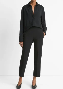Embellished Point-Collar Crepe Shirt
