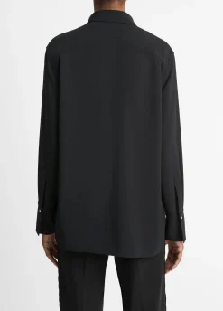 Embellished Point-Collar Crepe Shirt