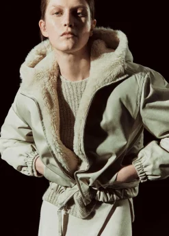Faux Fur-Lined Bomber Jacket