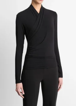 Fixed Wrap Long-Sleeve Top