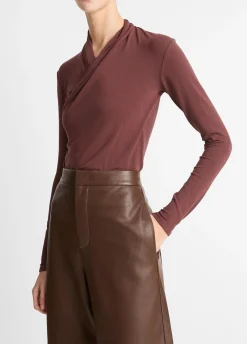 Fixed Wrap Long-Sleeve Top