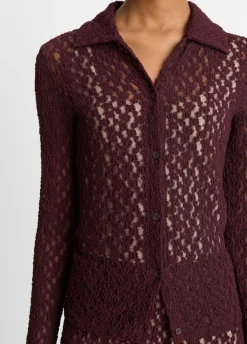 Floral Smocked Long-Sleeve Button-Up Top