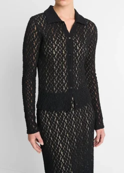Floral Smocked Long-Sleeve Button-Up Top