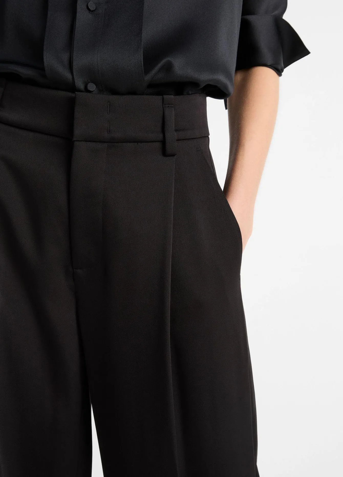 High-Waist Fluid Satin Wide-Leg Trouser