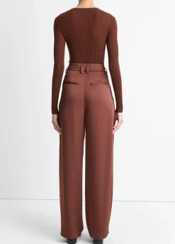 High-Waist Fluid Satin Wide-Leg Trouser