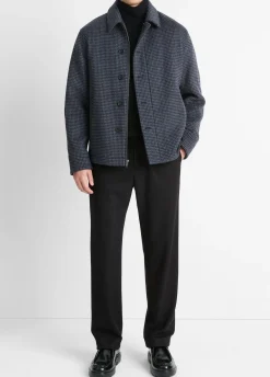 Houndstooth Wool-Blend Deck Jacket