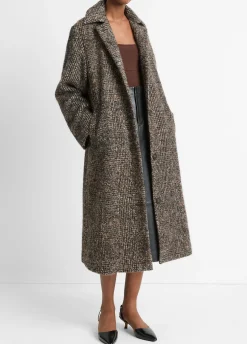 Italian Bouclé Wool-Blend Belted Long Coat