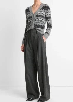 Italian Herringbone Wool-Blend High-Rise Trouser
