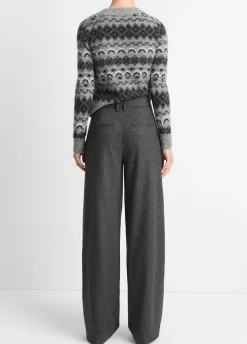 Italian Herringbone Wool-Blend High-Rise Trouser