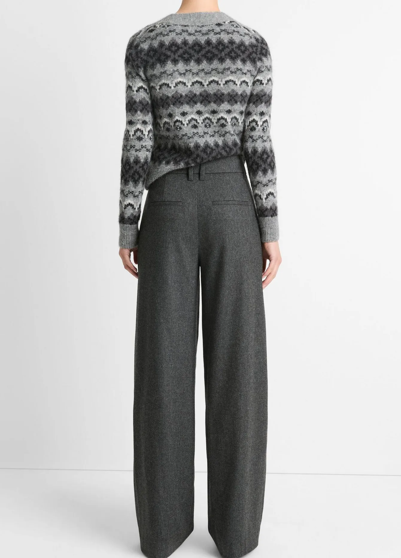 Italian Herringbone Wool-Blend High-Rise Trouser