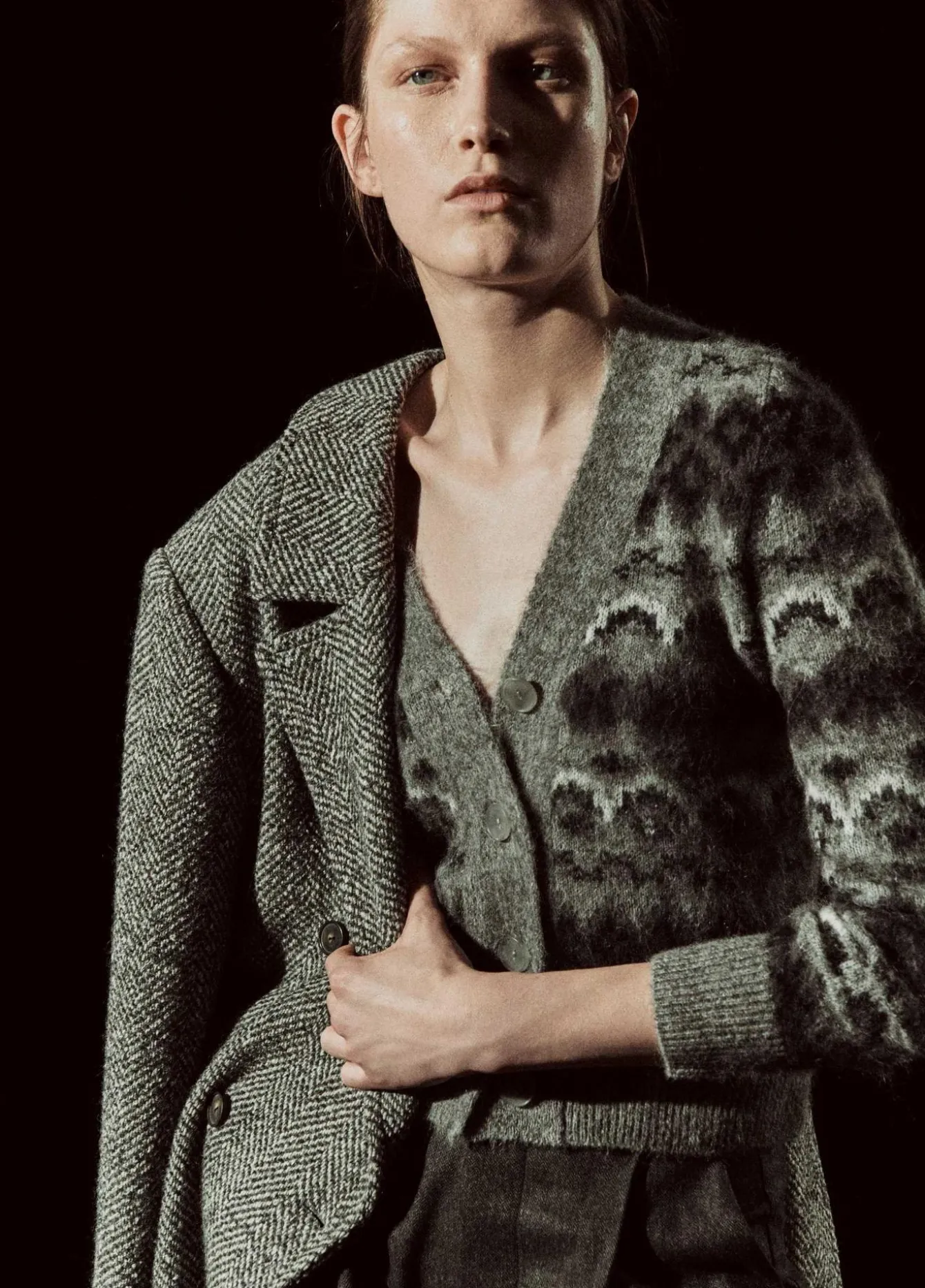 Italian Herringbone Wool-Blend Double-Breasted Coat