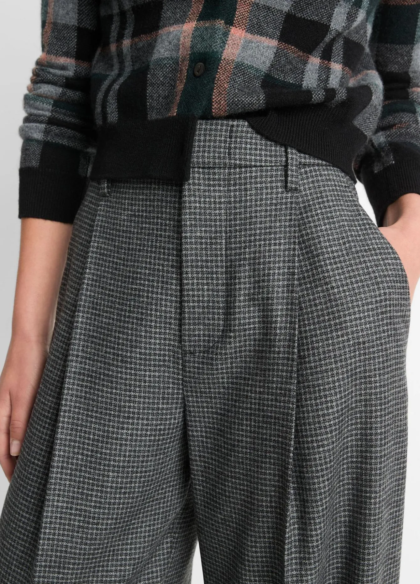 Italian Microcheck High-Rise Trouser