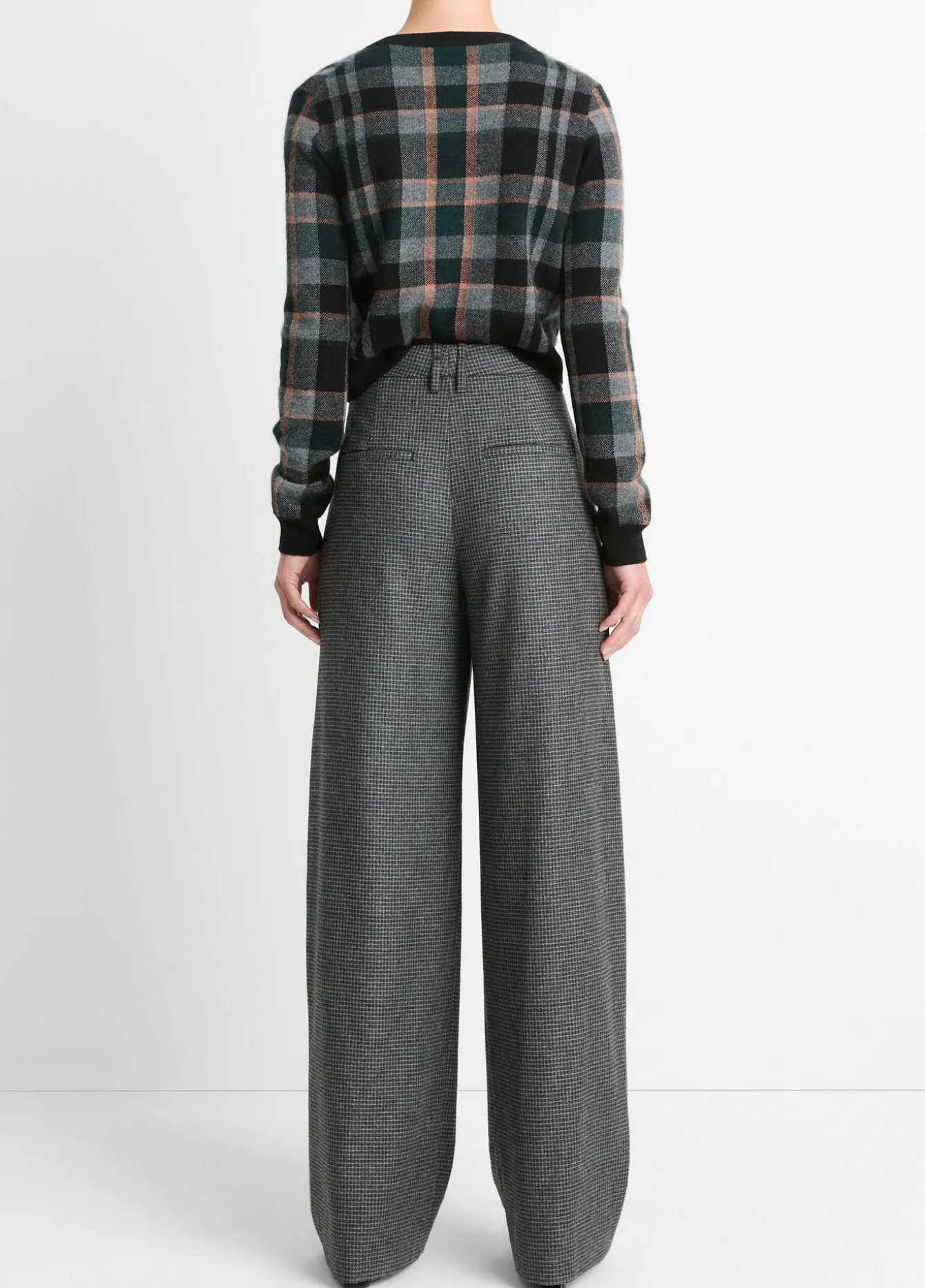 Italian Microcheck High-Rise Trouser