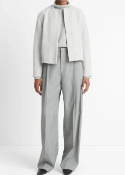 Italian Wool-Blend Collarless Jacket