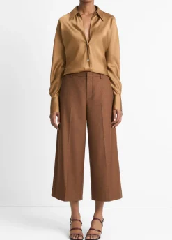 Italian Wool-Blend Flannel Mid-Rise Culotte