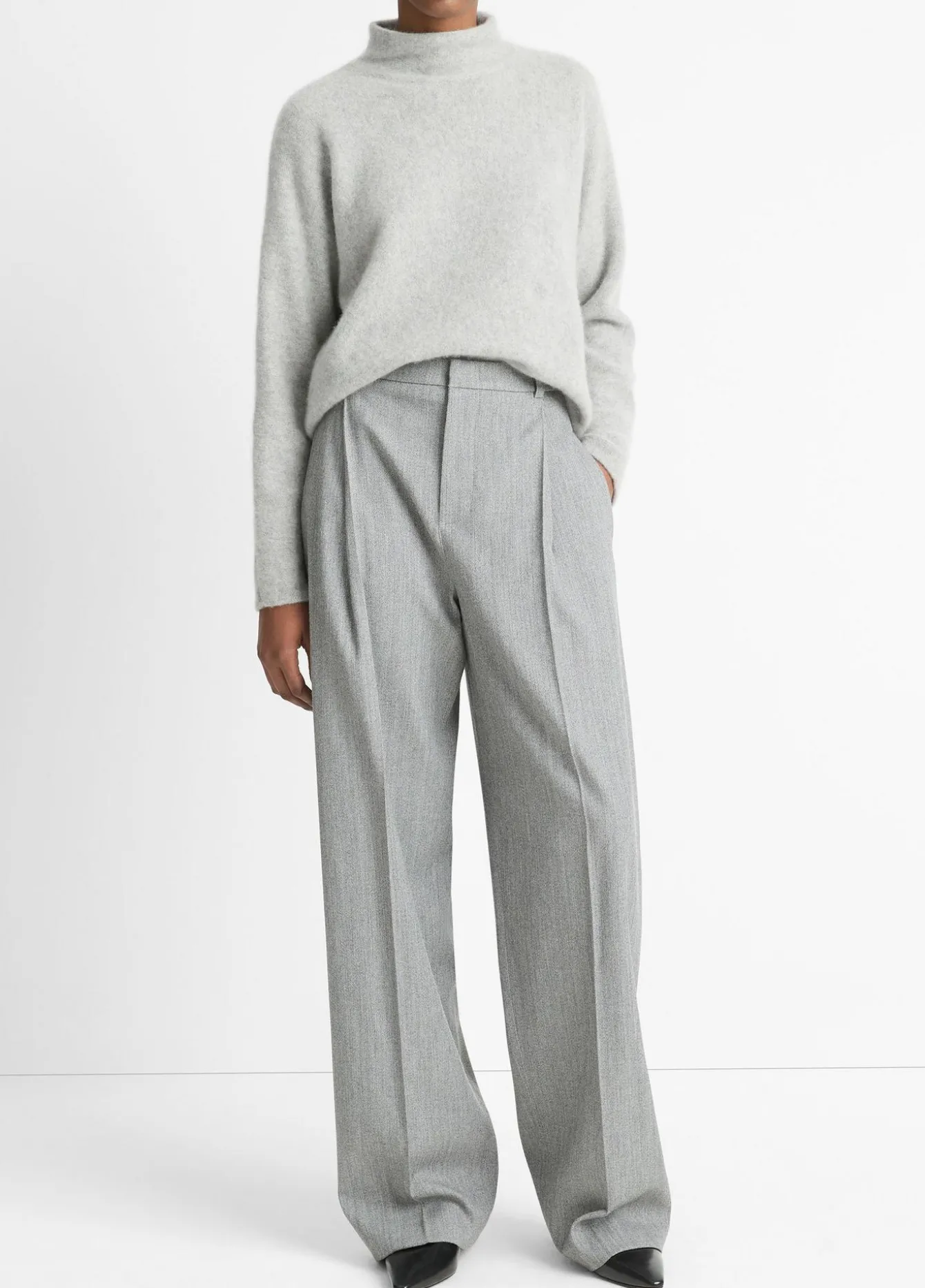 Italian Wool-Blend Twill High-Rise Trouser