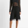 Lace-Trim Sheer Chiffon Top