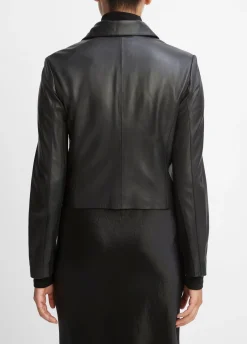 Leather Cross-Front Moto Jacket
