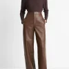 Leather Wide-Leg Utility Pant