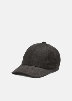 Leather-Trim Cashmere Baseball Cap